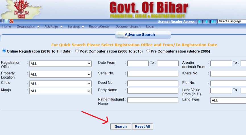 advanced search bihar